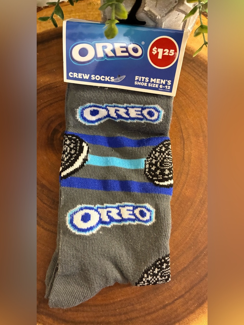 FREE WITH PURCHASE*****Oreo Gray & Blue Crew Socks